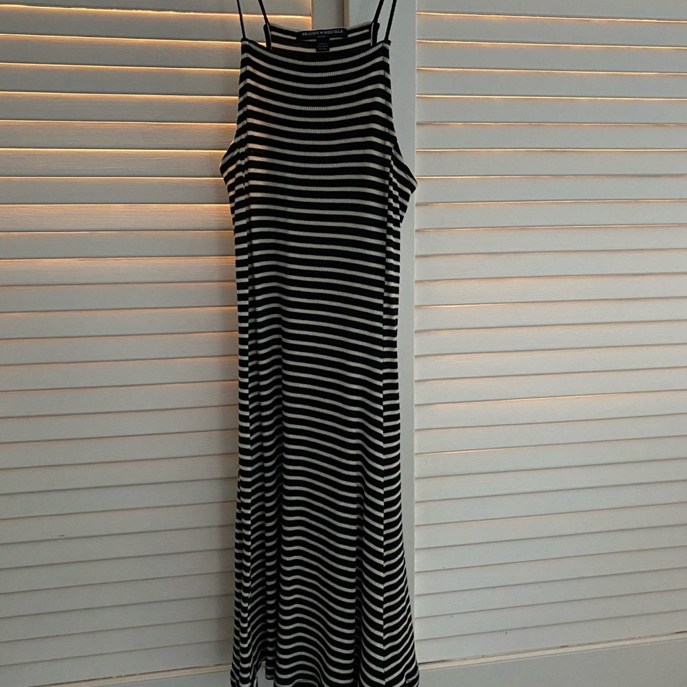 Black and white striped skater dress